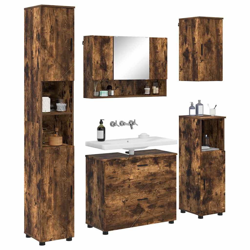 Bathroom Furniture Set 5 pcs Smoked oak 30 x 35 x 192 cm