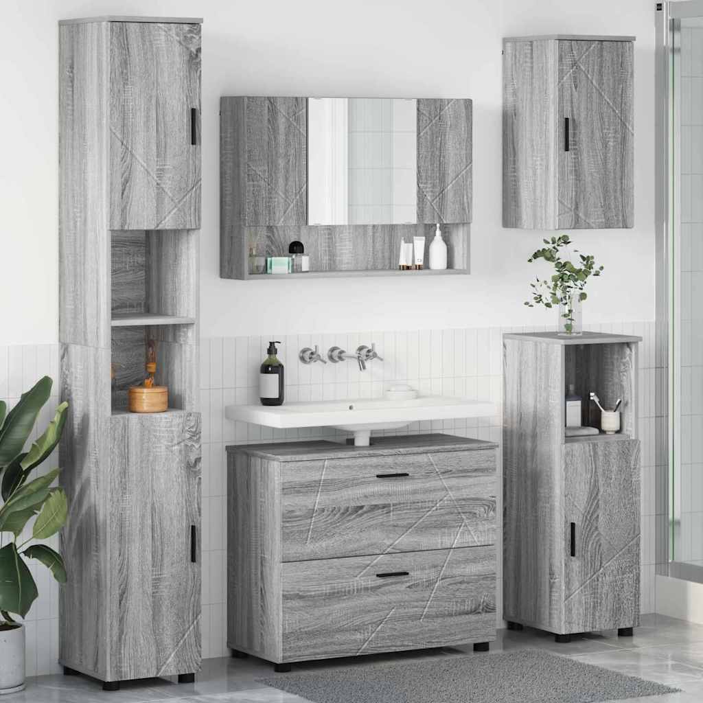 Bathroom Furniture Set 5 pcs Grey sonoma 30 x 35 x 192 cm