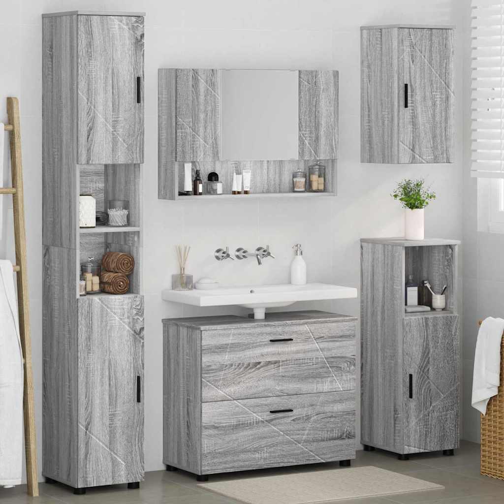 Bathroom Furniture Set 5 pcs Grey sonoma 30 x 35 x 192 cm