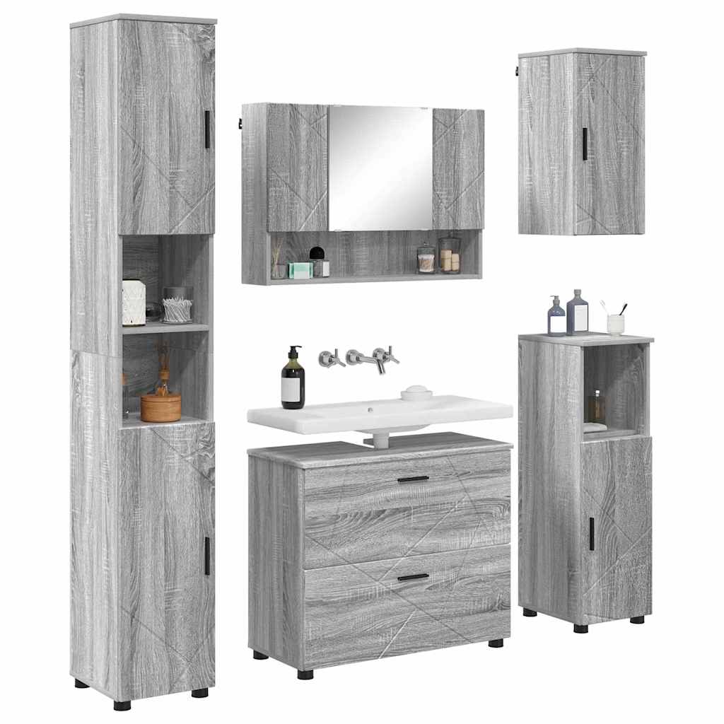 Bathroom Furniture Set 5 pcs Grey sonoma 30 x 35 x 192 cm
