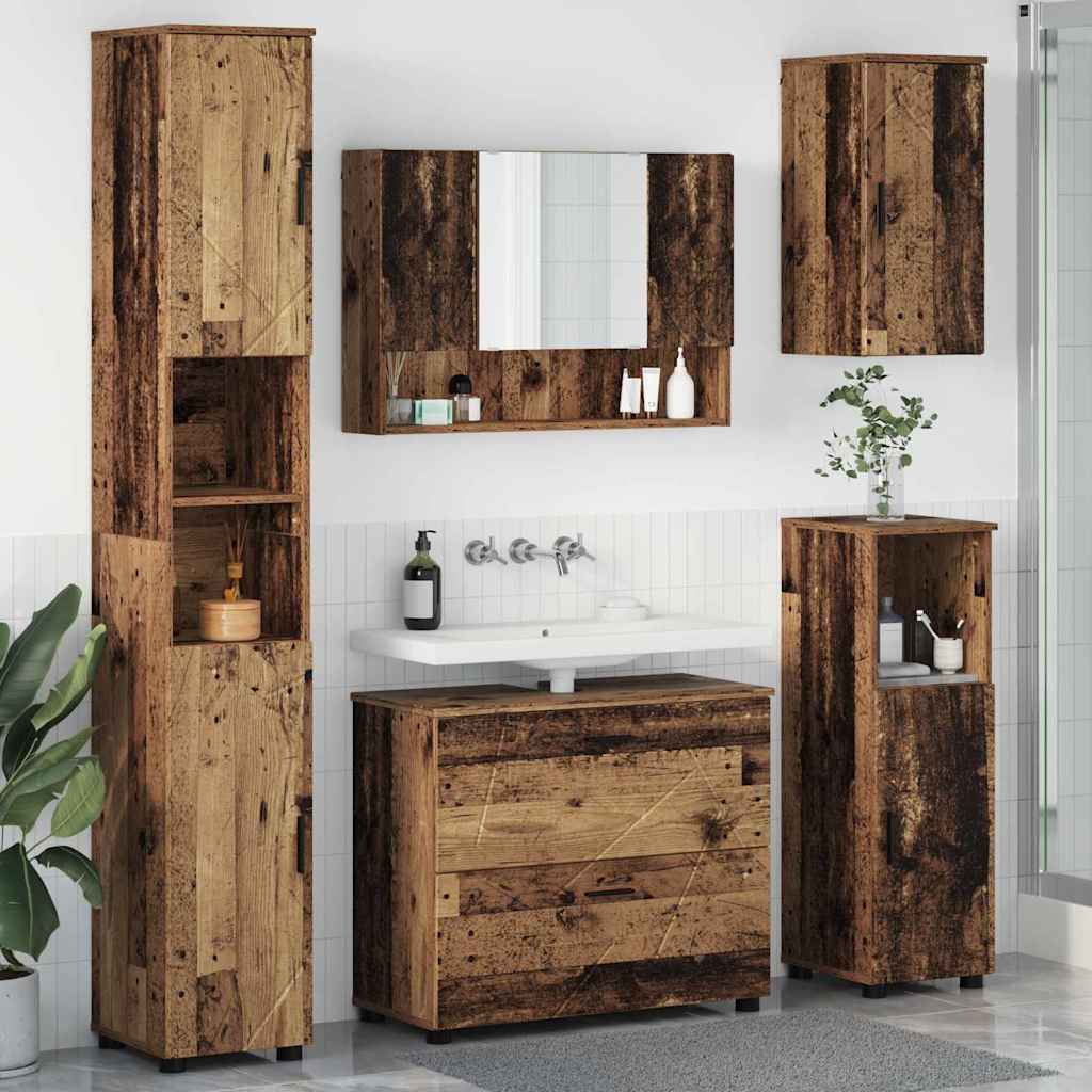 Bathroom Furniture Set 5 pcs Old wood 30 x 35 x 192 cm