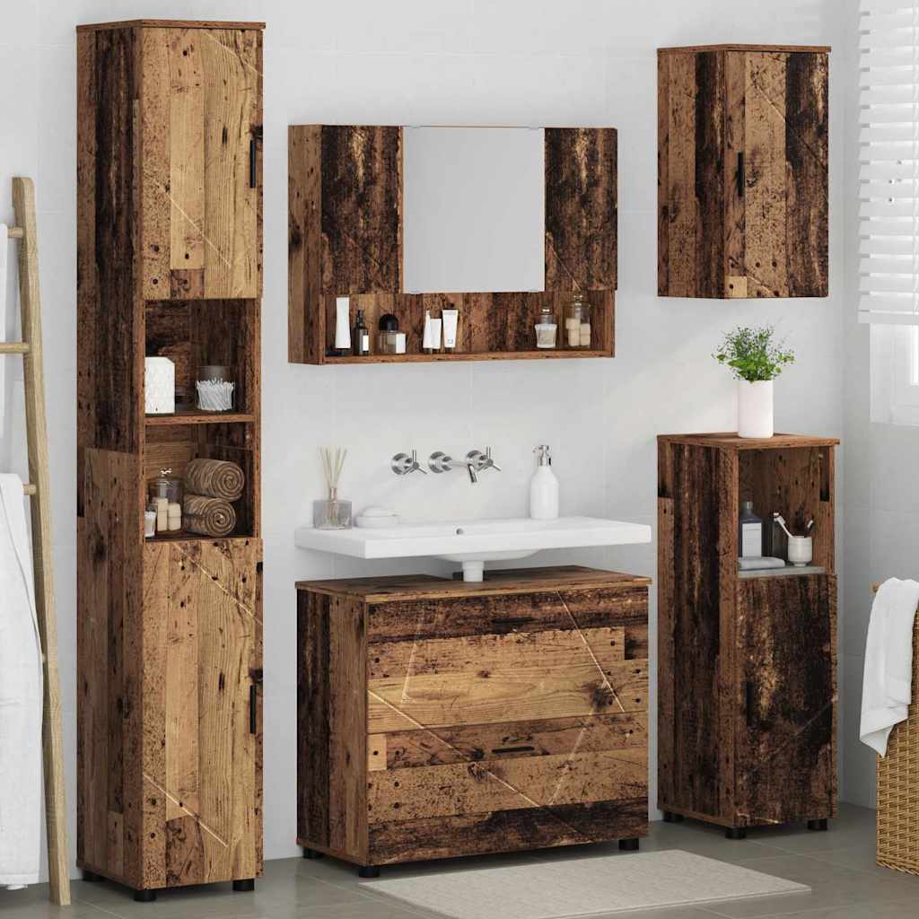 Bathroom Furniture Set 5 pcs Old wood 30 x 35 x 192 cm