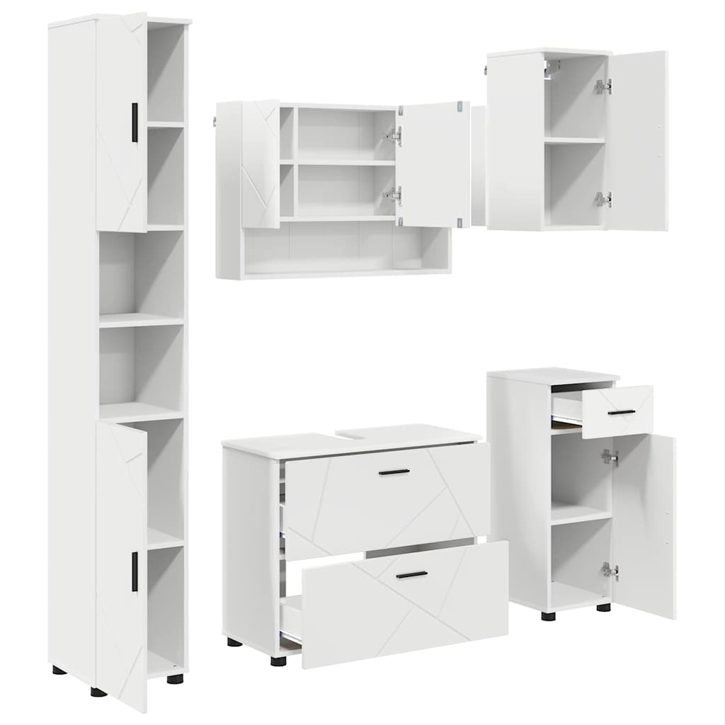 Bathroom Furniture Set with Drawer 5 pcs White 30 x 35 x 192 cm