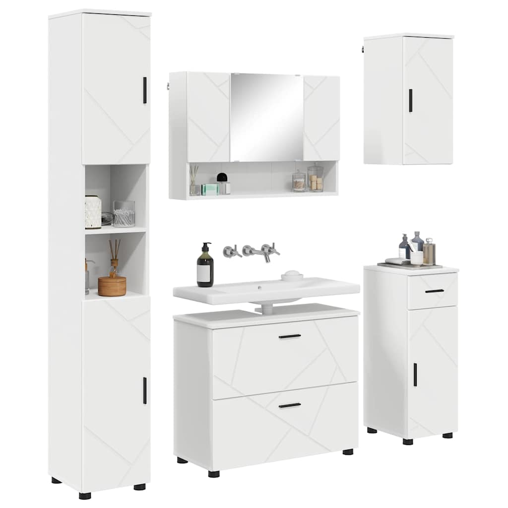 Bathroom Furniture Set with Drawer 5 pcs White 30 x 35 x 192 cm