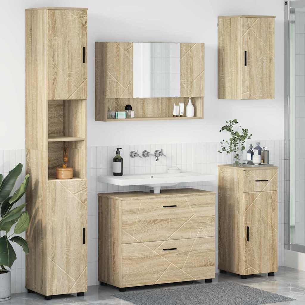 Bathroom Furniture Set 5 pcs Sonoma oak 30 x 35 x 192 cm