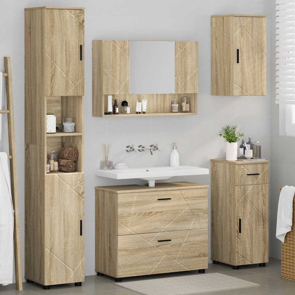 Bathroom Furniture Set 5 pcs Sonoma oak 30 x 35 x 192 cm