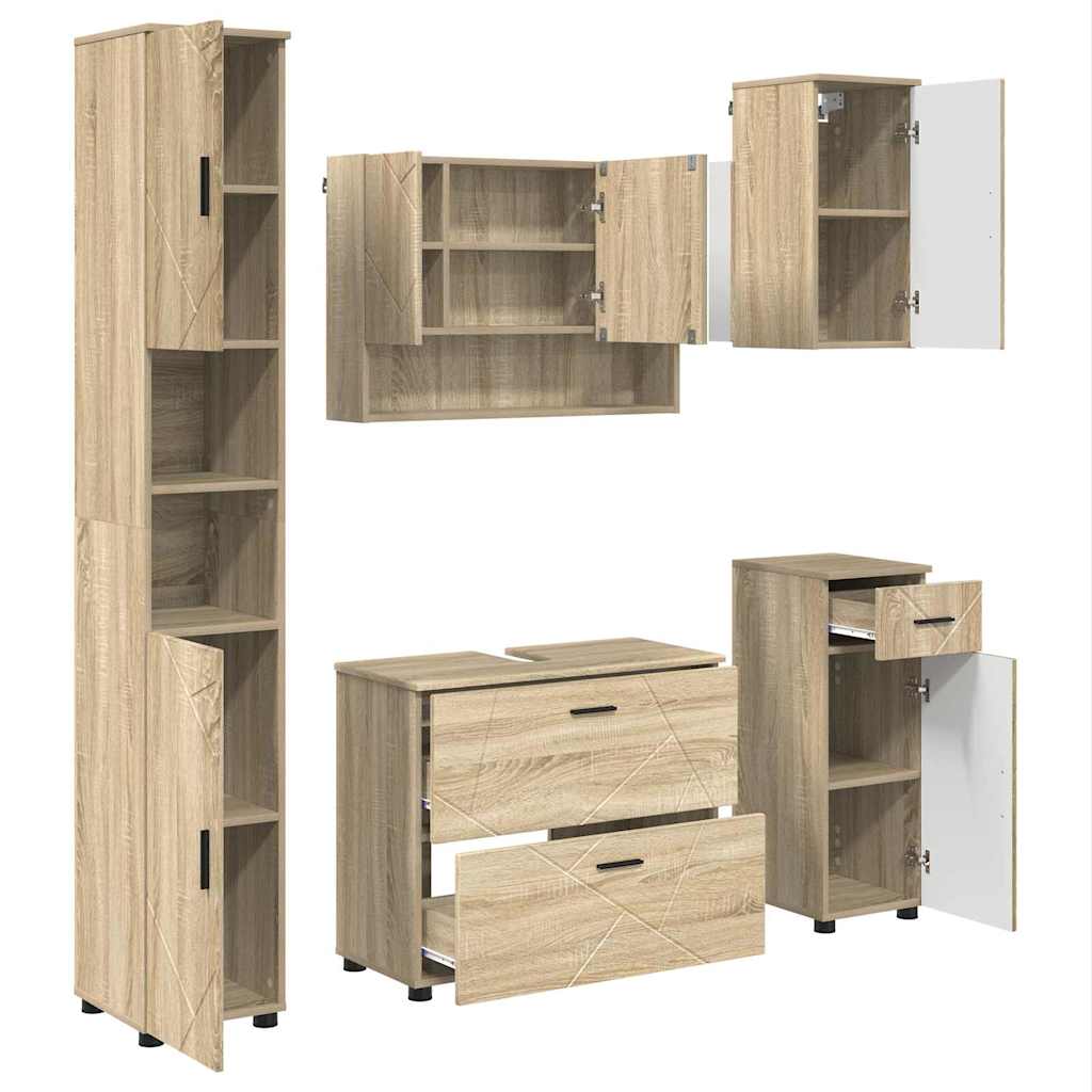 Bathroom Furniture Set 5 pcs Sonoma oak 30 x 35 x 192 cm