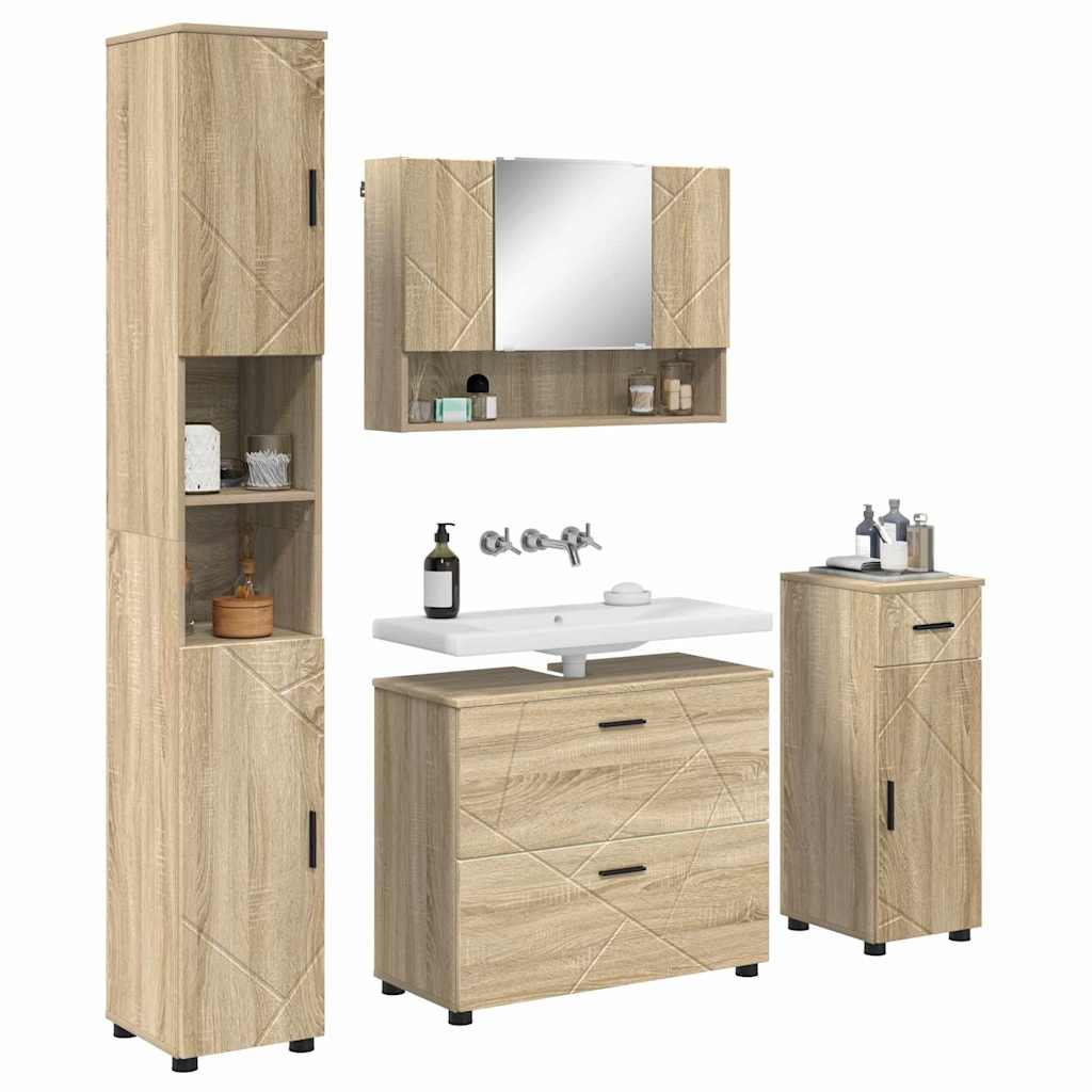 Bathroom Furniture Set 5 pcs Sonoma oak 30 x 35 x 192 cm