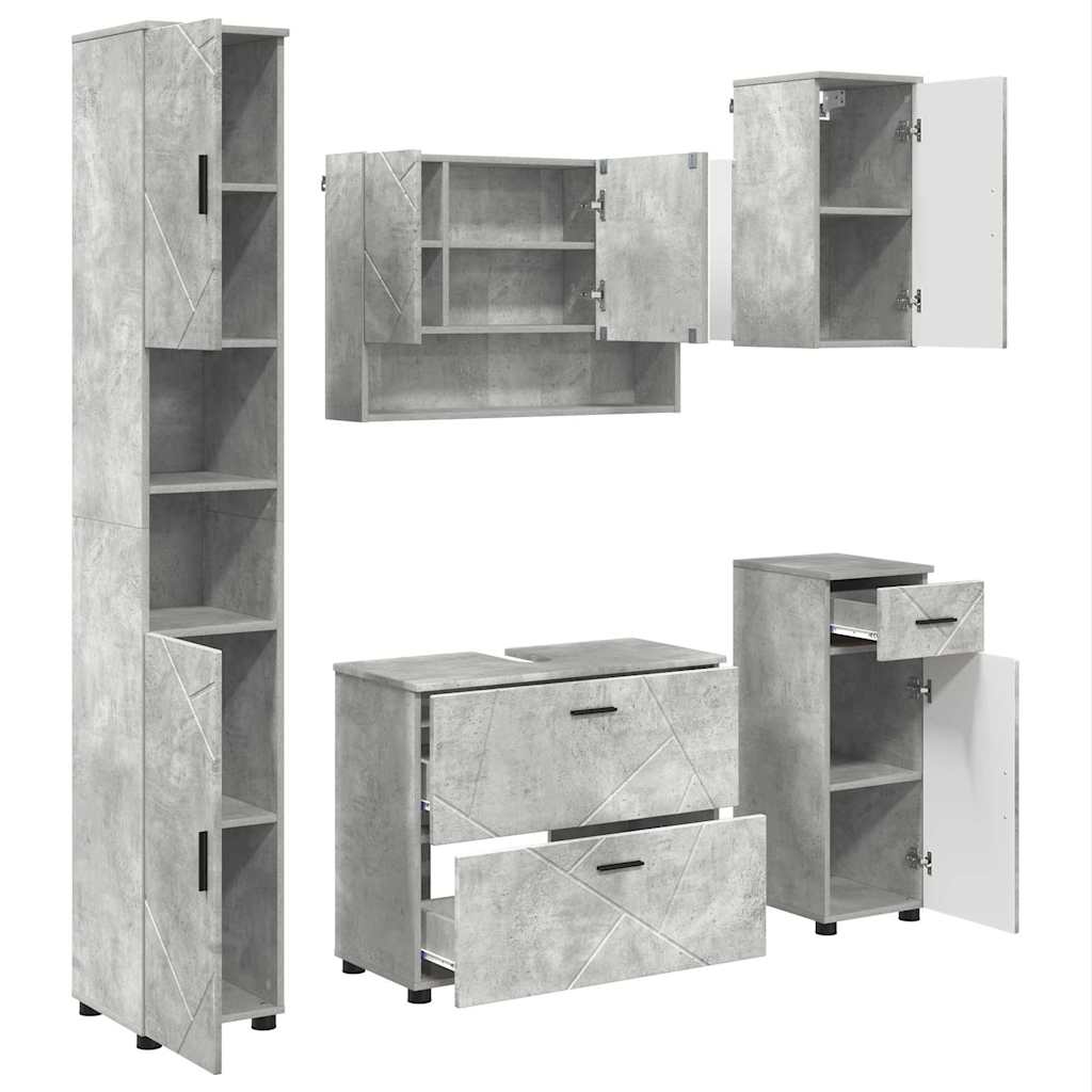 Bathroom Furniture Set 5 pcs Concrete grey 30 x 35 x 192 cm