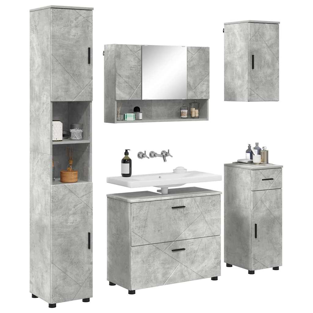 Bathroom Furniture Set 5 pcs Concrete grey 30 x 35 x 192 cm