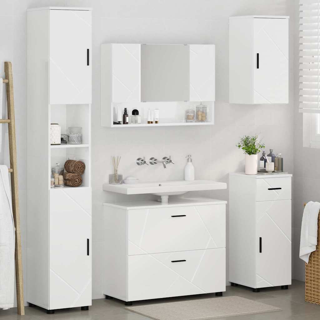 Bathroom Furniture Set 5 pcs High gloss white 30 x 35 x 192 cm
