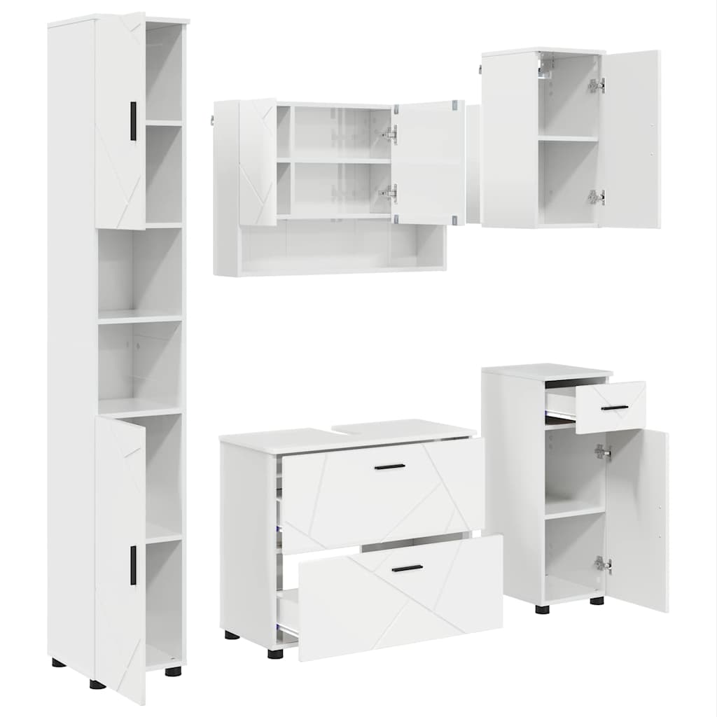 Bathroom Furniture Set 5 pcs High gloss white 30 x 35 x 192 cm
