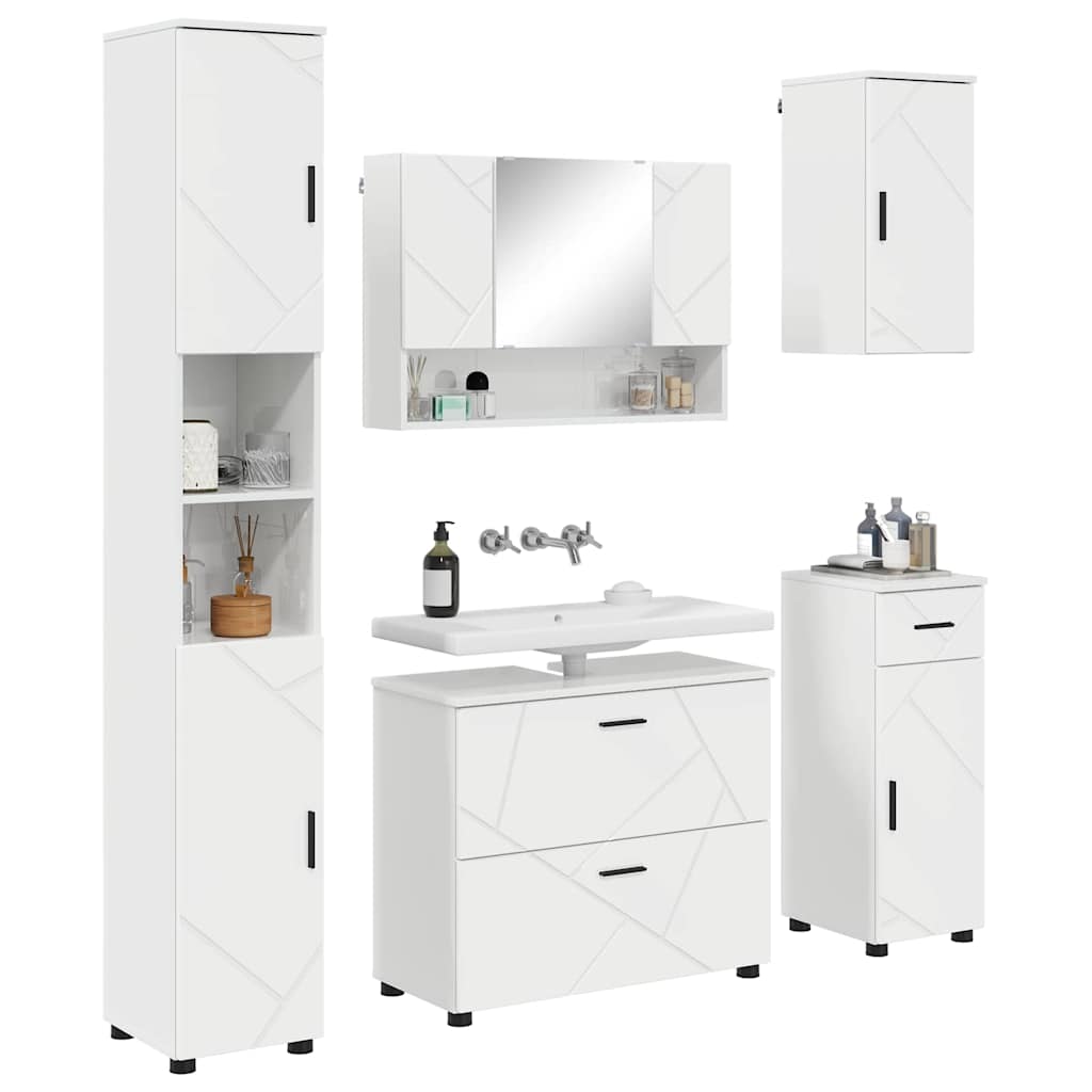 Bathroom Furniture Set 5 pcs High gloss white 30 x 35 x 192 cm