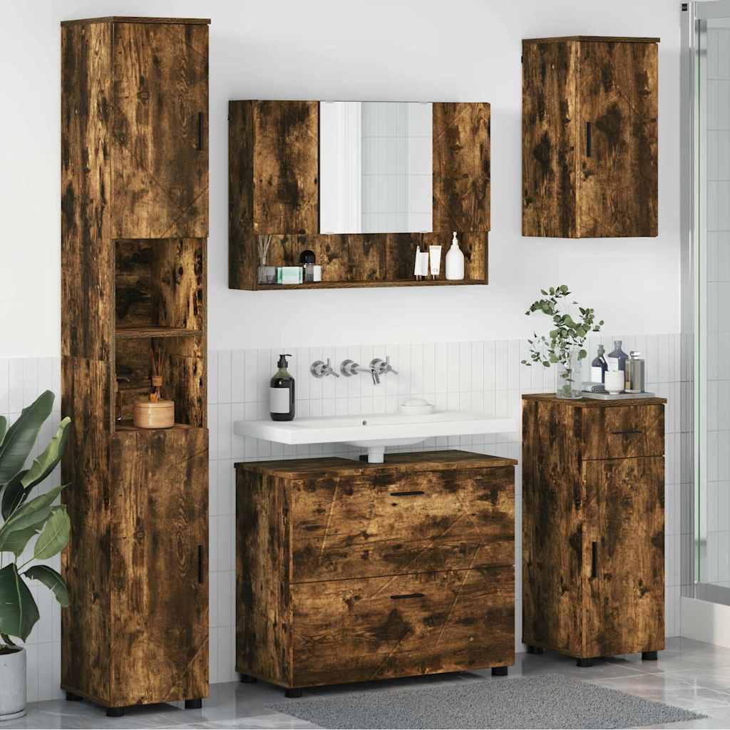 Bathroom Furniture Set 5 pcs Smoked oak 30 x 35 x 192 cm