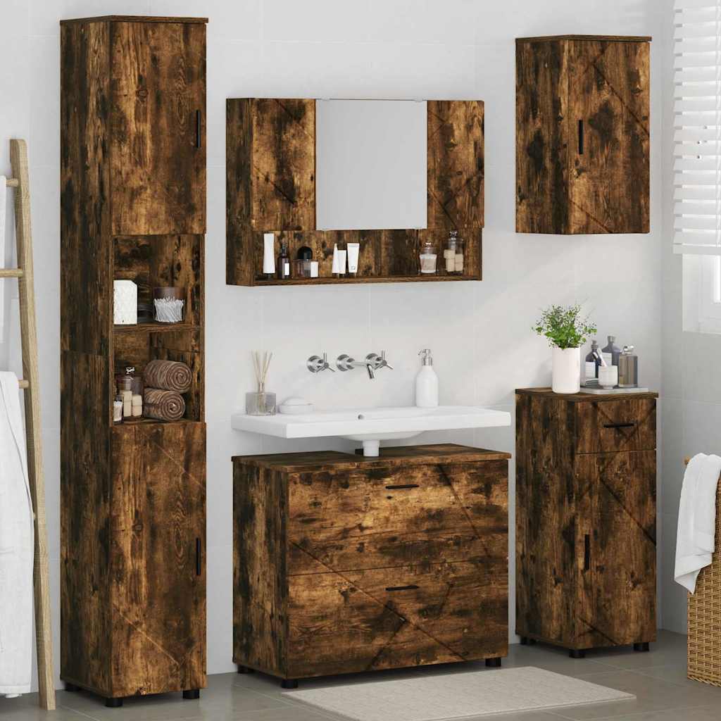 Bathroom Furniture Set 5 pcs Smoked oak 30 x 35 x 192 cm