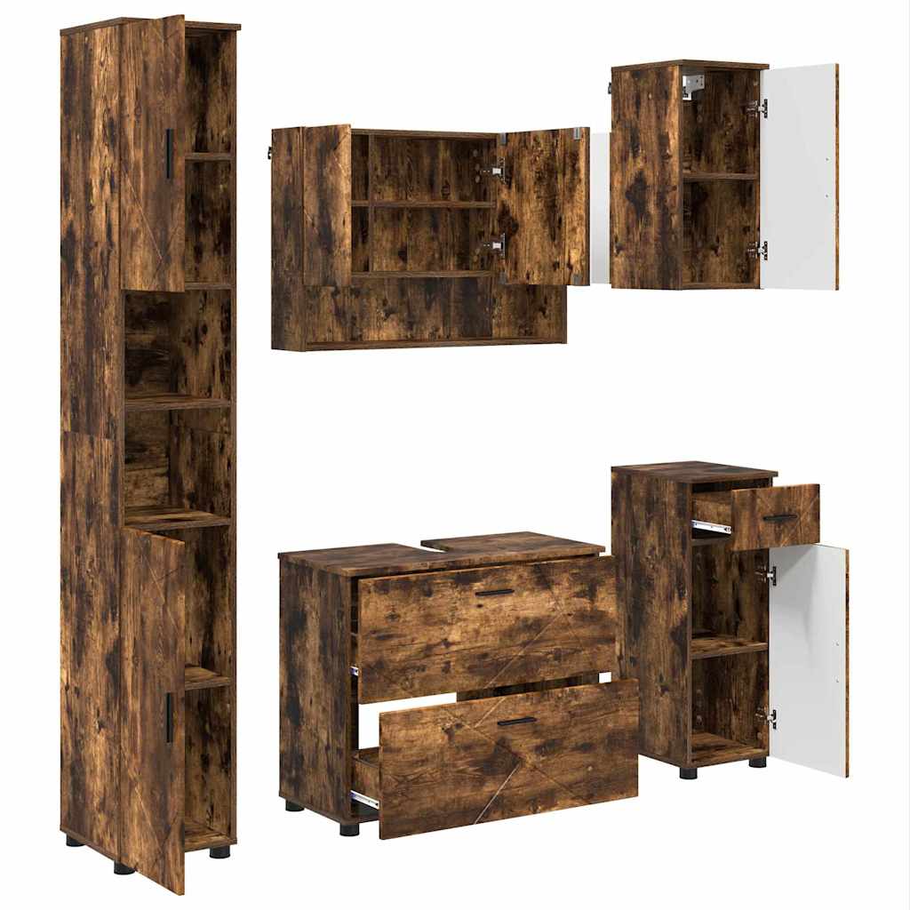 Bathroom Furniture Set 5 pcs Smoked oak 30 x 35 x 192 cm