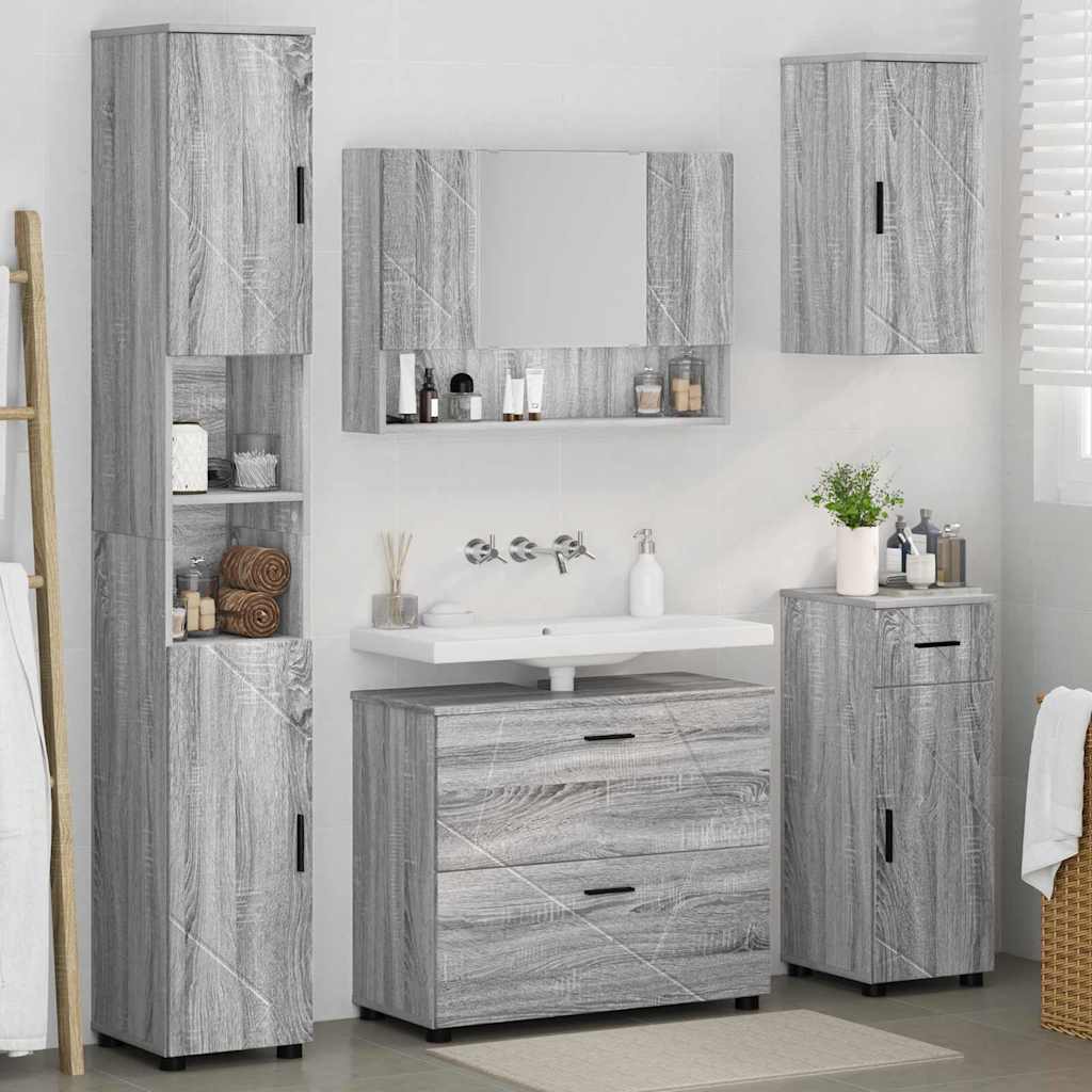 Bathroom Furniture Set 5 pcs Grey sonoma 30 x 35 x 192 cm