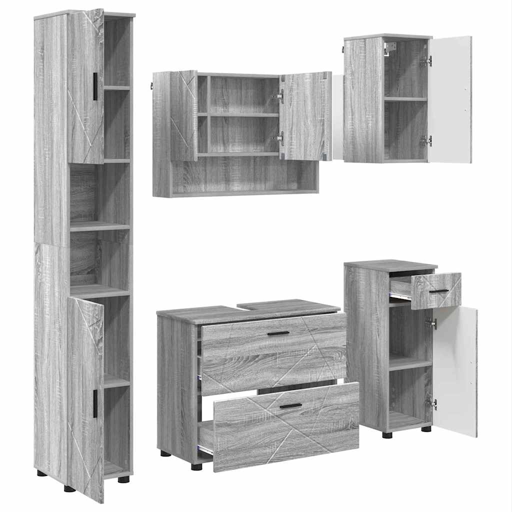 Bathroom Furniture Set 5 pcs Grey sonoma 30 x 35 x 192 cm