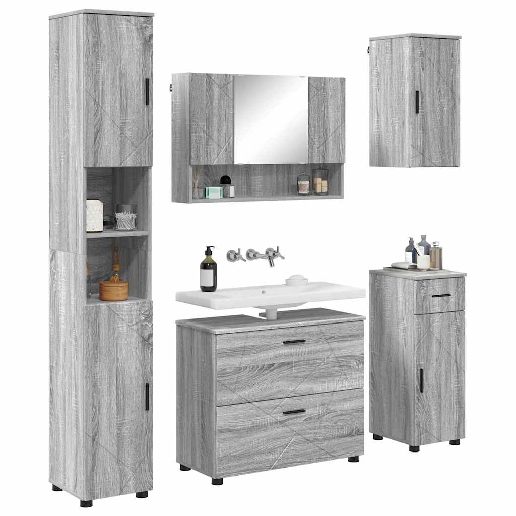 Bathroom Furniture Set 5 pcs Grey sonoma 30 x 35 x 192 cm
