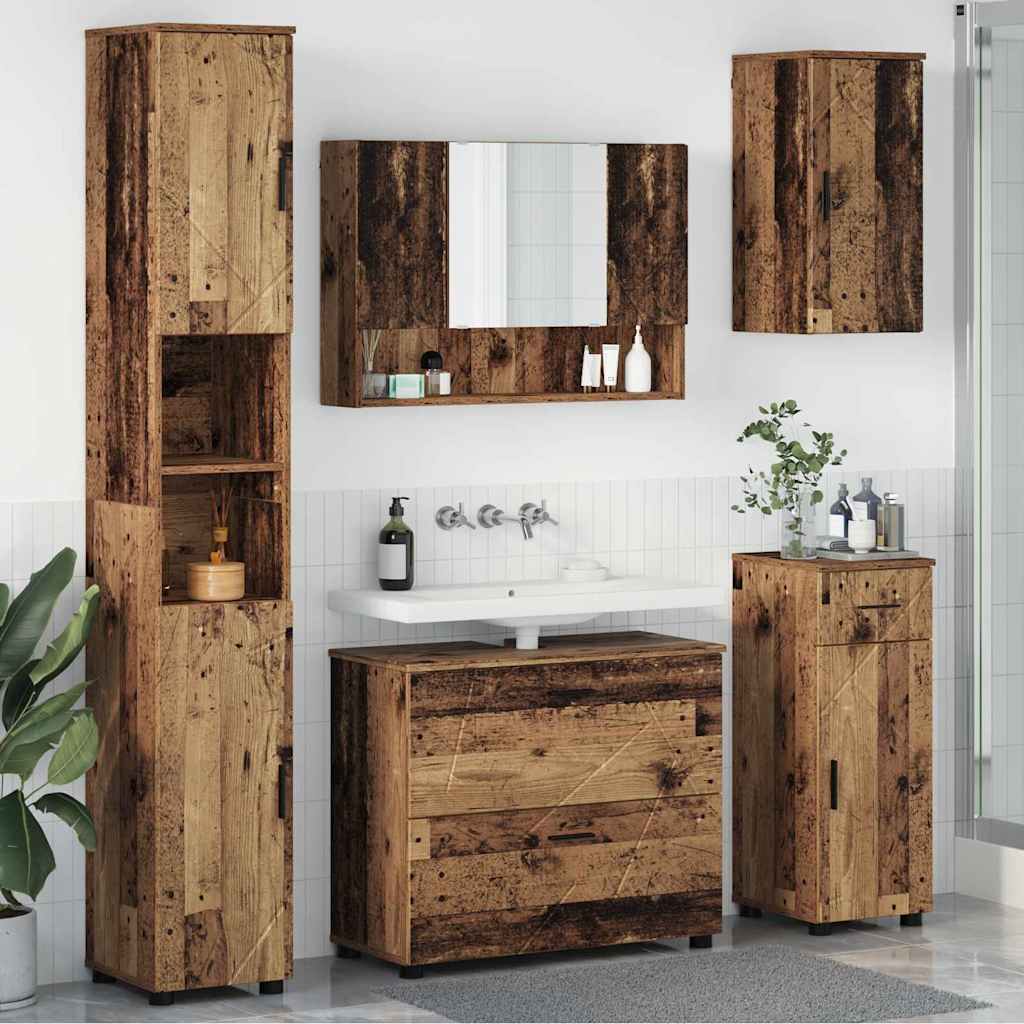 Bathroom Furniture Set 5 pcs Old wood 30 x 35 x 192 cm