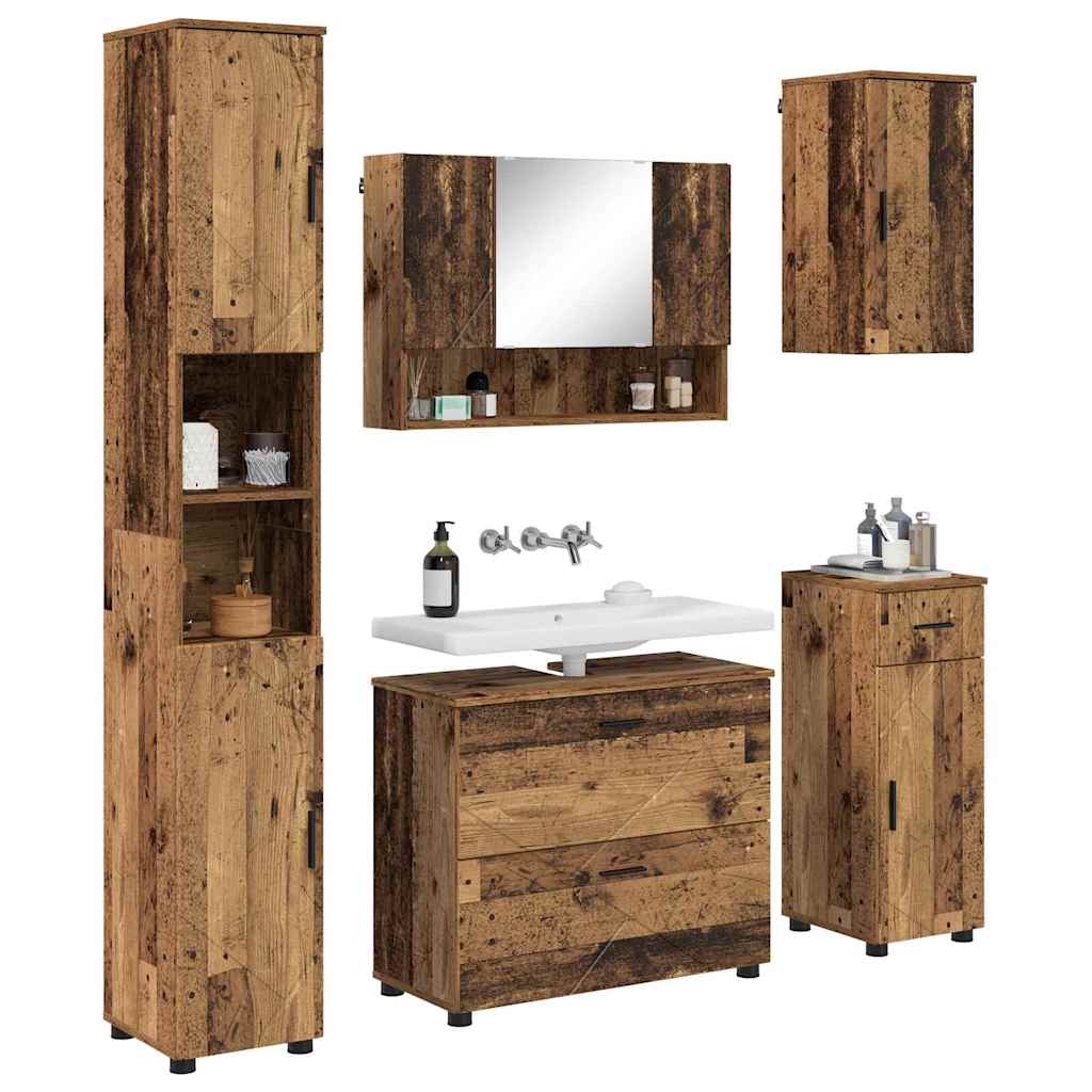 Bathroom Furniture Set 5 pcs Old wood 30 x 35 x 192 cm