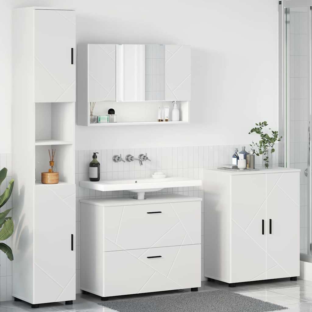 Bathroom Furniture Set with Drawer 4 pcs White 30 x 35 x 192 cm