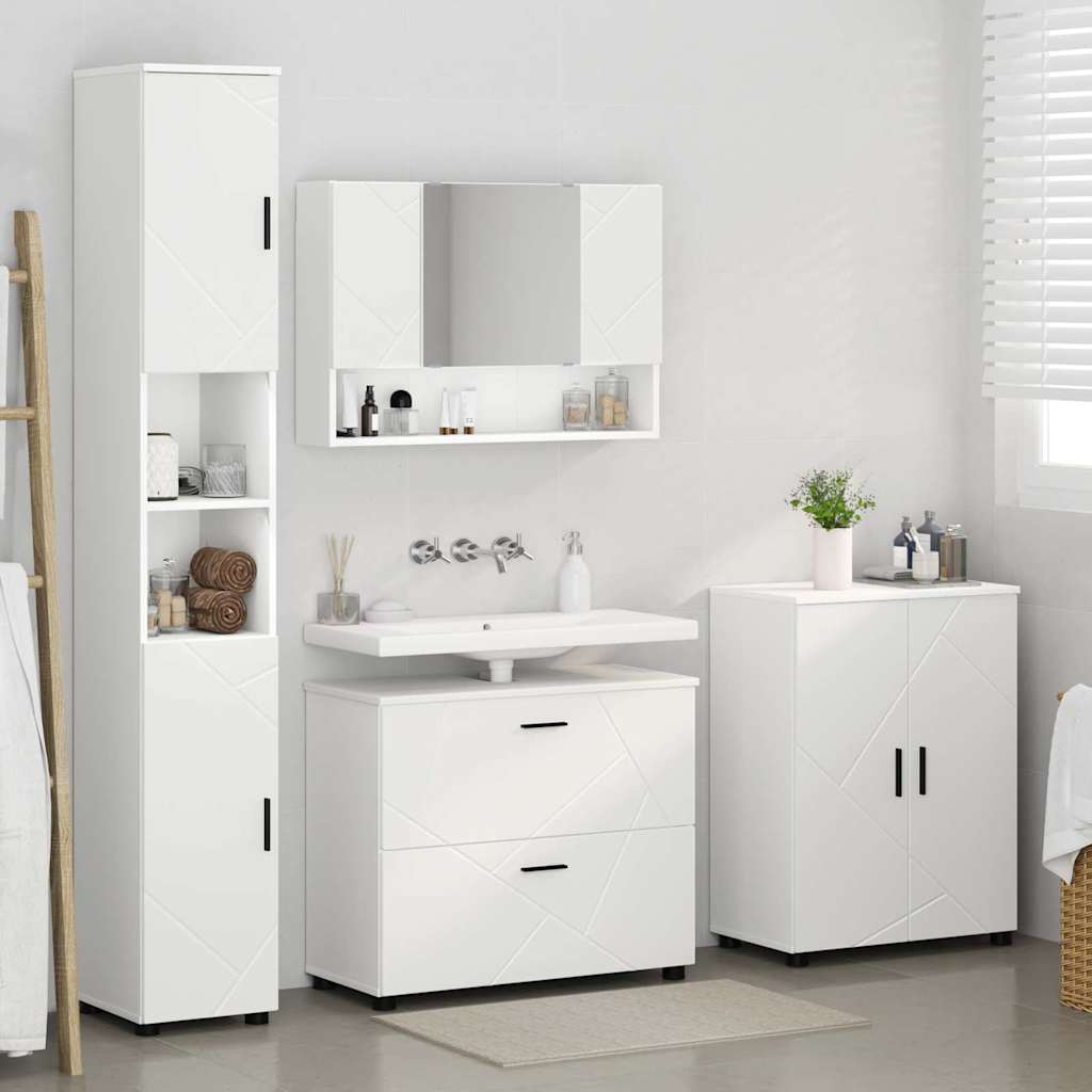 Bathroom Furniture Set with Drawer 4 pcs White 30 x 35 x 192 cm