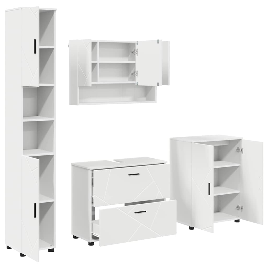 Bathroom Furniture Set with Drawer 4 pcs White 30 x 35 x 192 cm