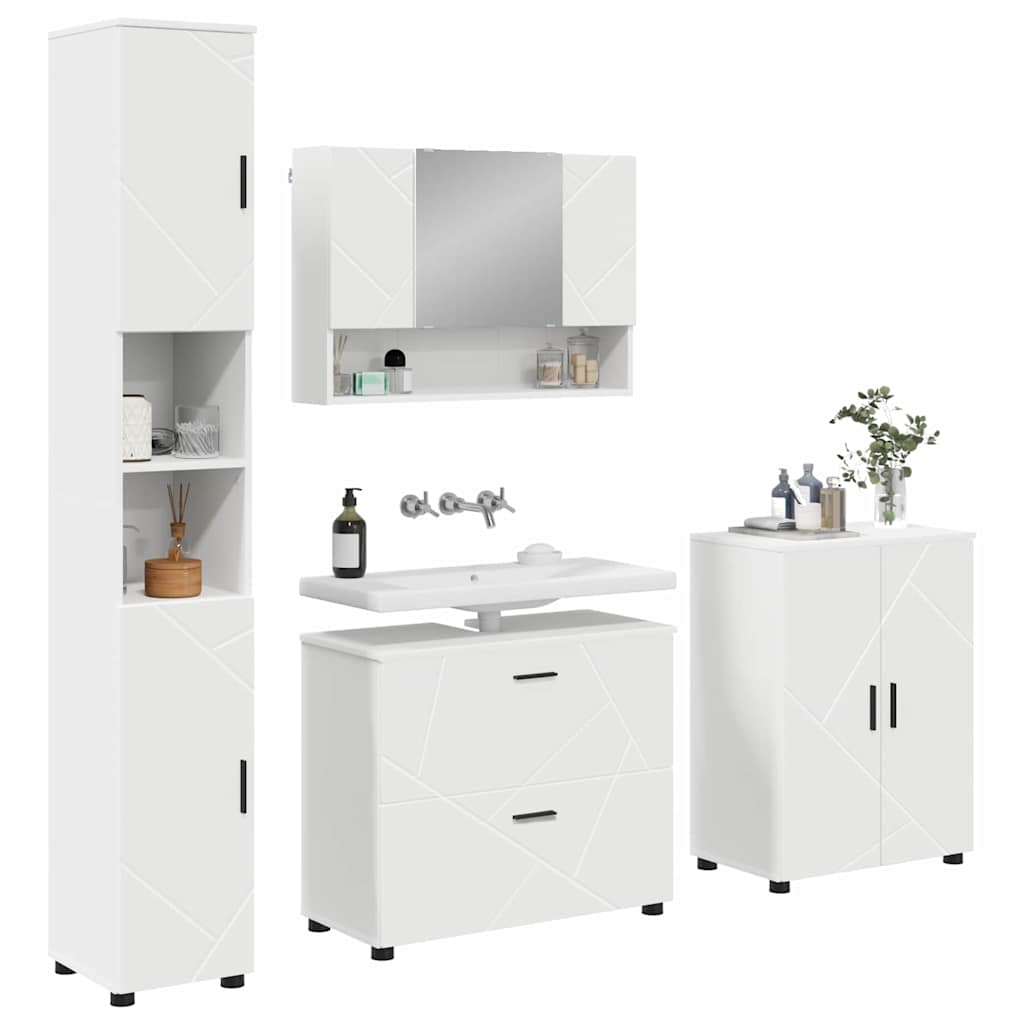 Bathroom Furniture Set with Drawer 4 pcs White 30 x 35 x 192 cm