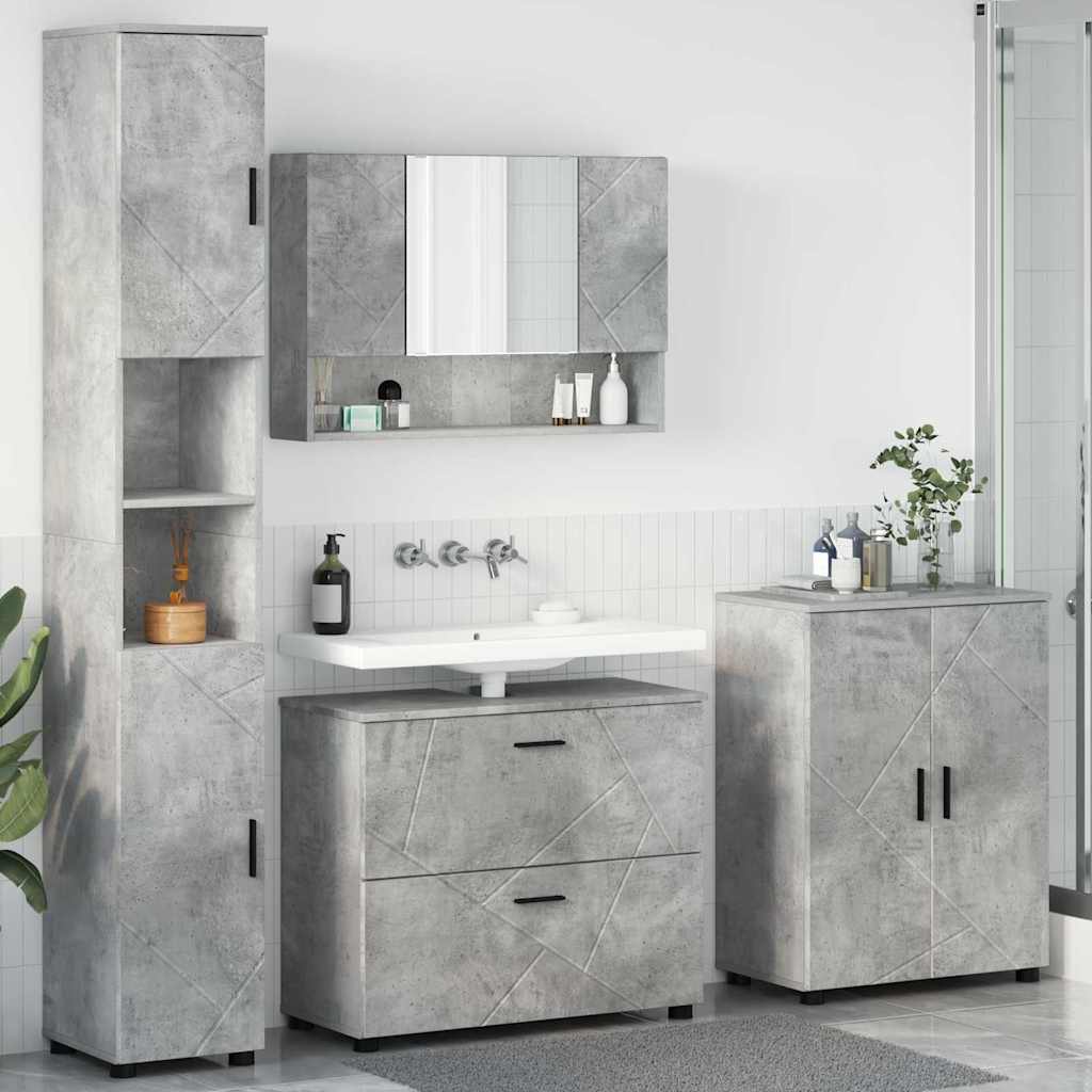 Bathroom Furniture Set 4 pcs Concrete grey 30 x 35 x 192 cm