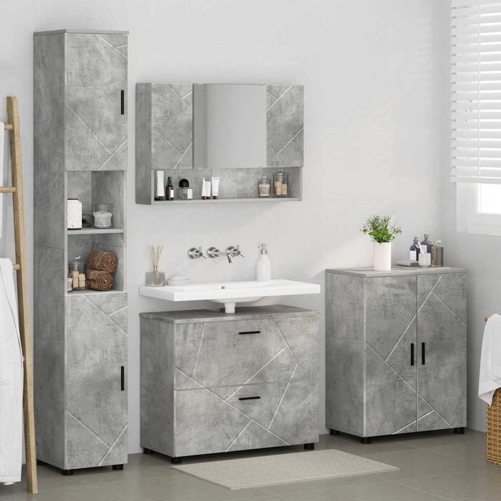 Bathroom Furniture Set 4 pcs Concrete grey 30 x 35 x 192 cm