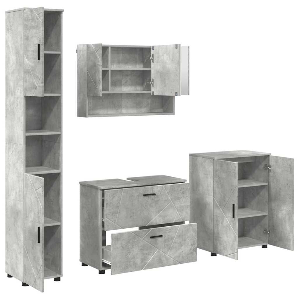 Bathroom Furniture Set 4 pcs Concrete grey 30 x 35 x 192 cm