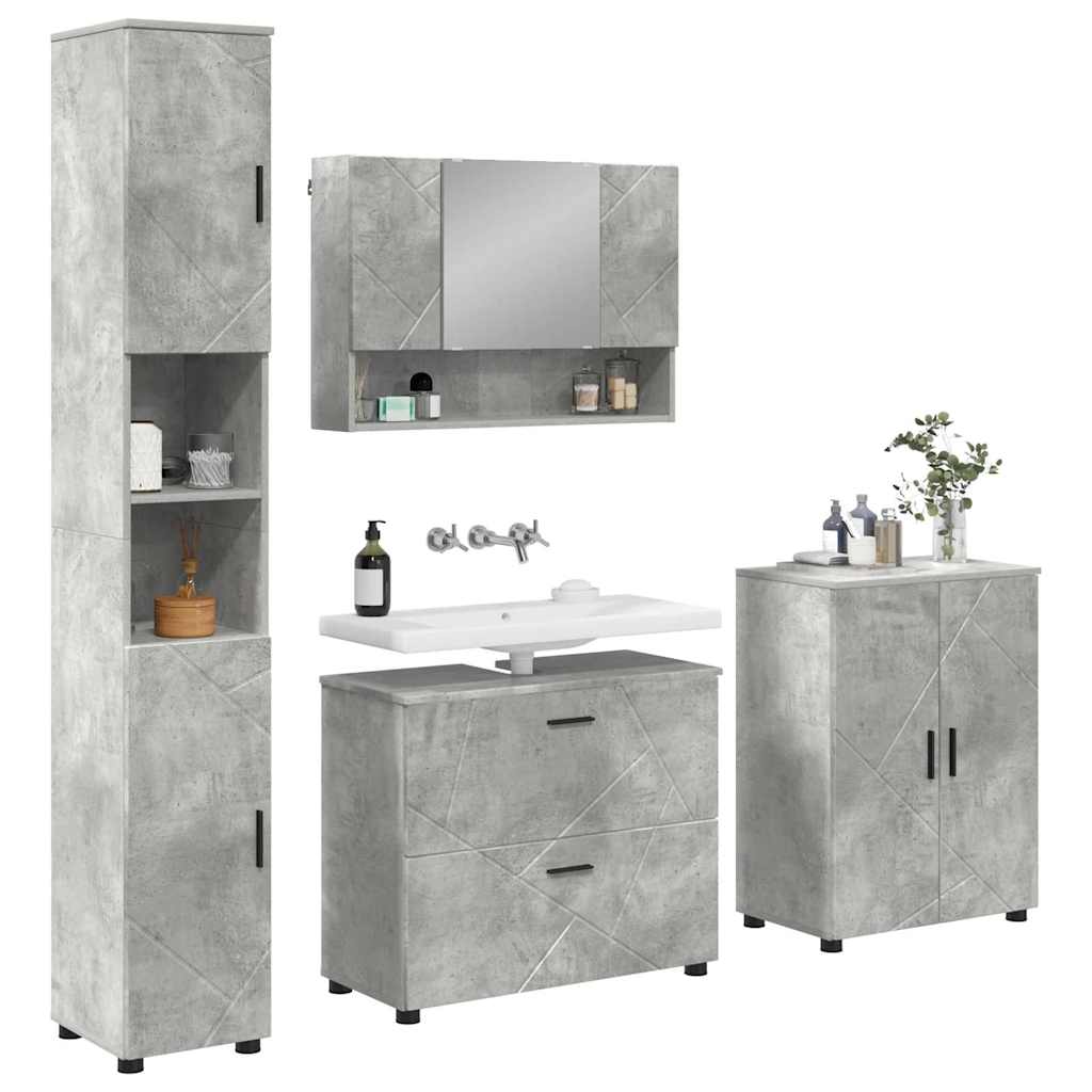 Bathroom Furniture Set 4 pcs Concrete grey 30 x 35 x 192 cm