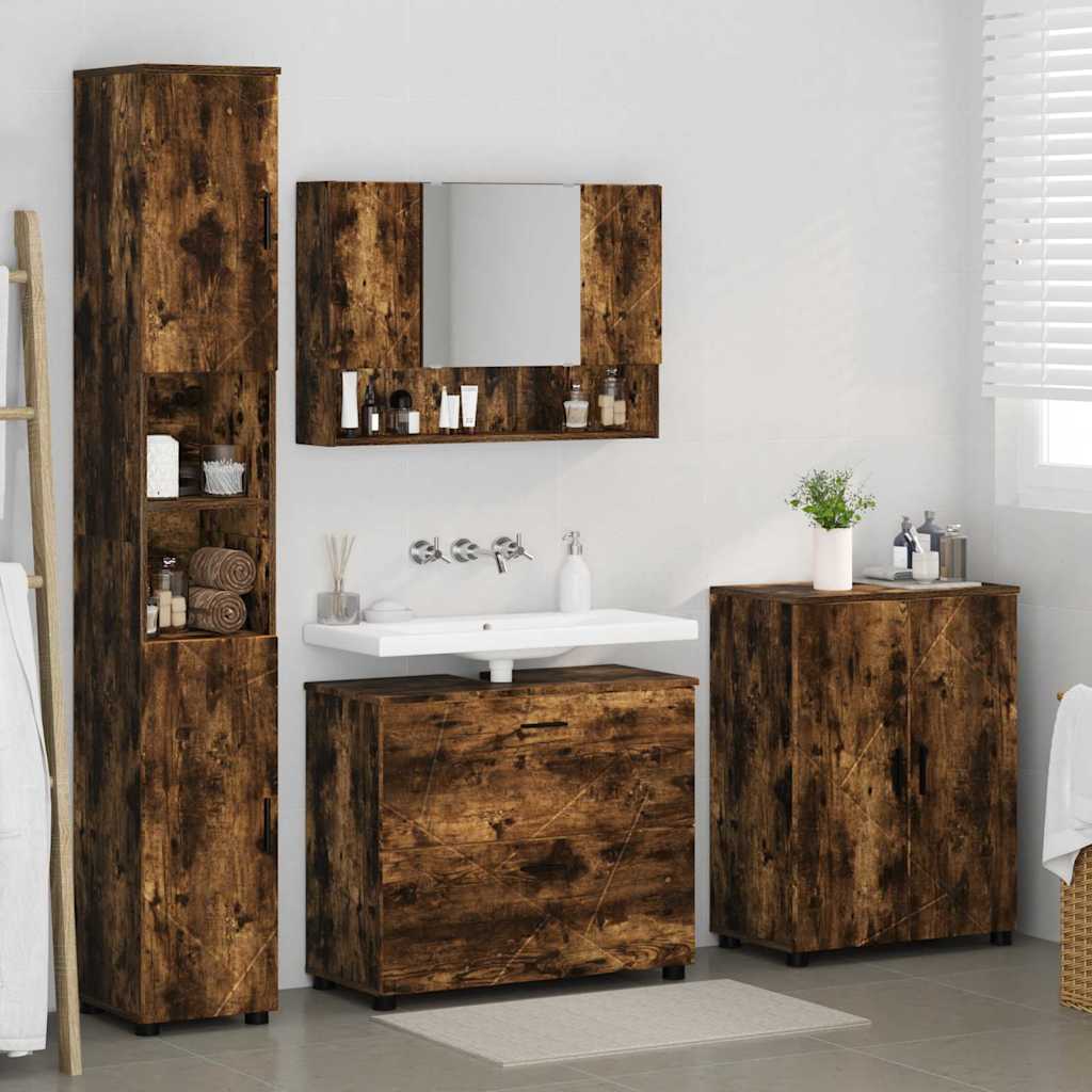 Bathroom Furniture Set 4 pcs Smoked oak 30 x 35 x 192 cm