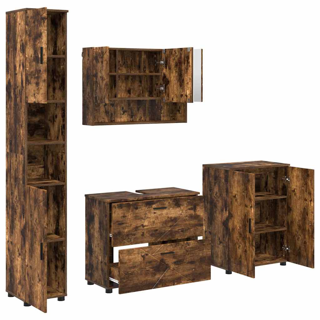 Bathroom Furniture Set 4 pcs Smoked oak 30 x 35 x 192 cm