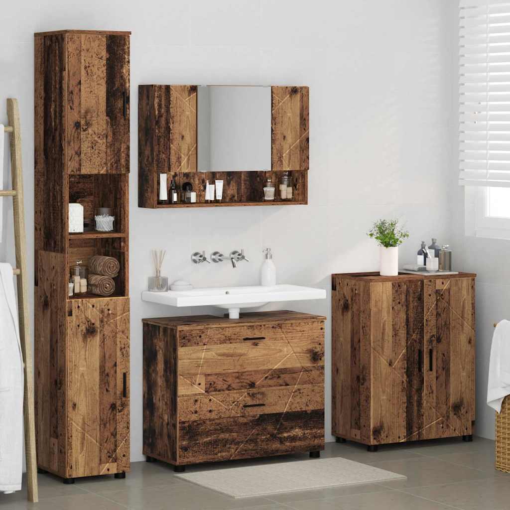 Bathroom Furniture Set 4 pcs Old wood 30 x 35 x 192 cm