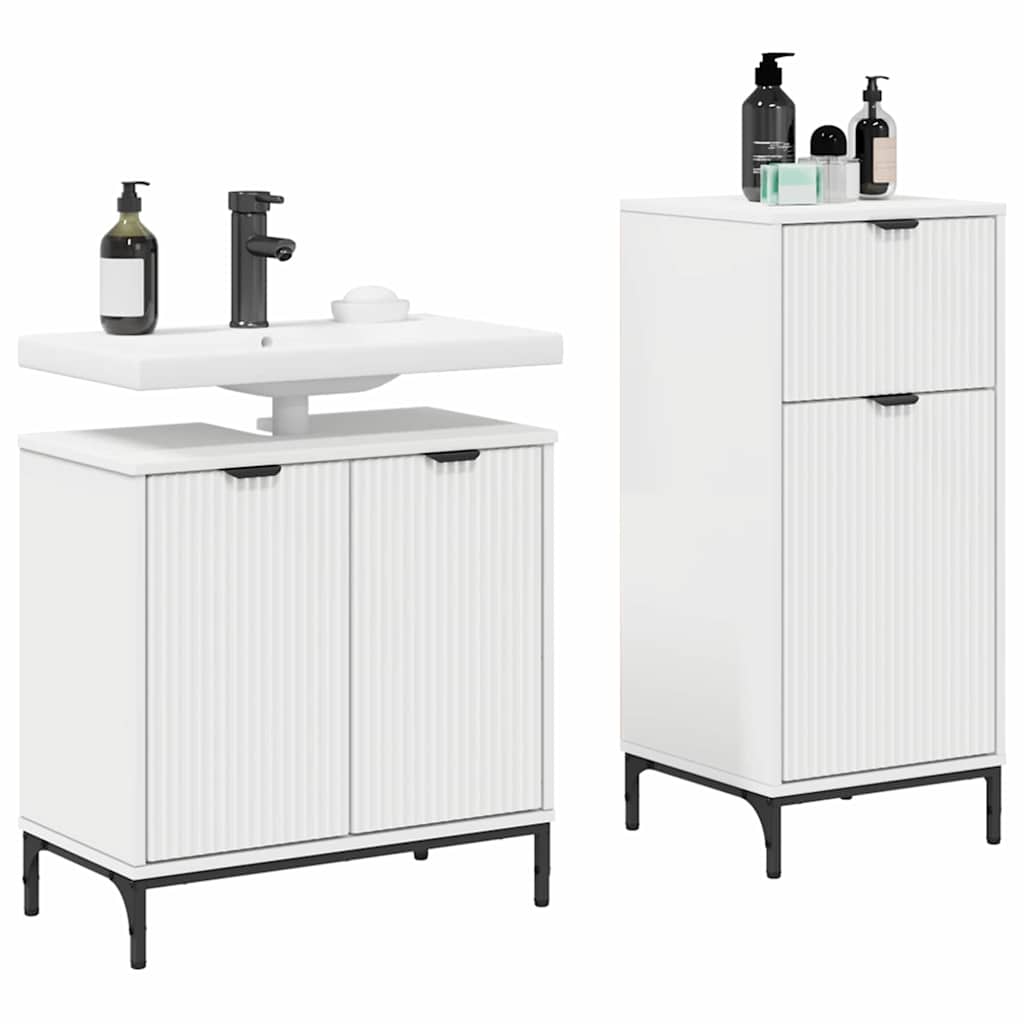 Bathroom Furniture Set with Shelf 2 pcs White 39.5 x 36 x 88 cm