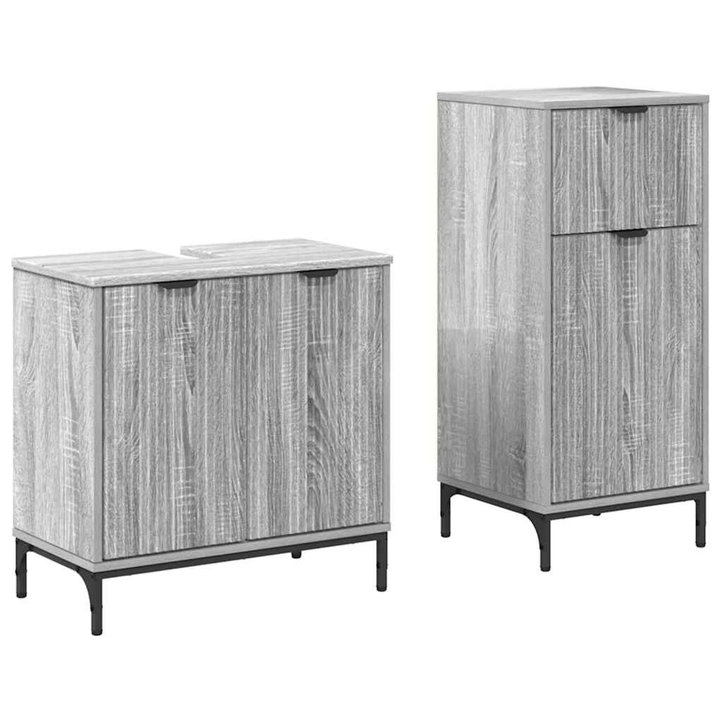 Bathroom Furniture Set 2 pcs Grey sonoma 39.5 x 36 x 88 cm