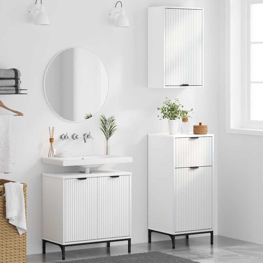 Bathroom Furniture Set with Shelf 3 pcs White 39.5 x 36 x 88 cm