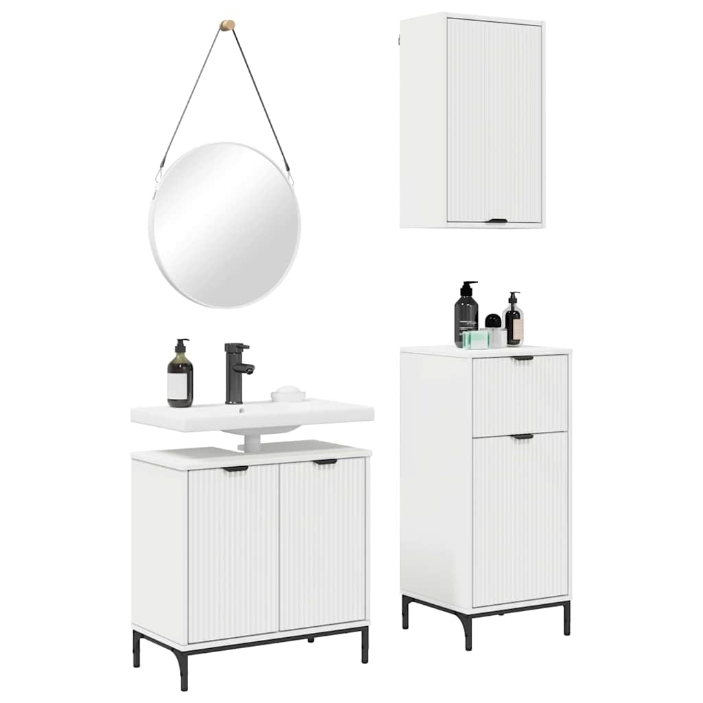 Bathroom Furniture Set with Shelf 3 pcs White 39.5 x 36 x 88 cm
