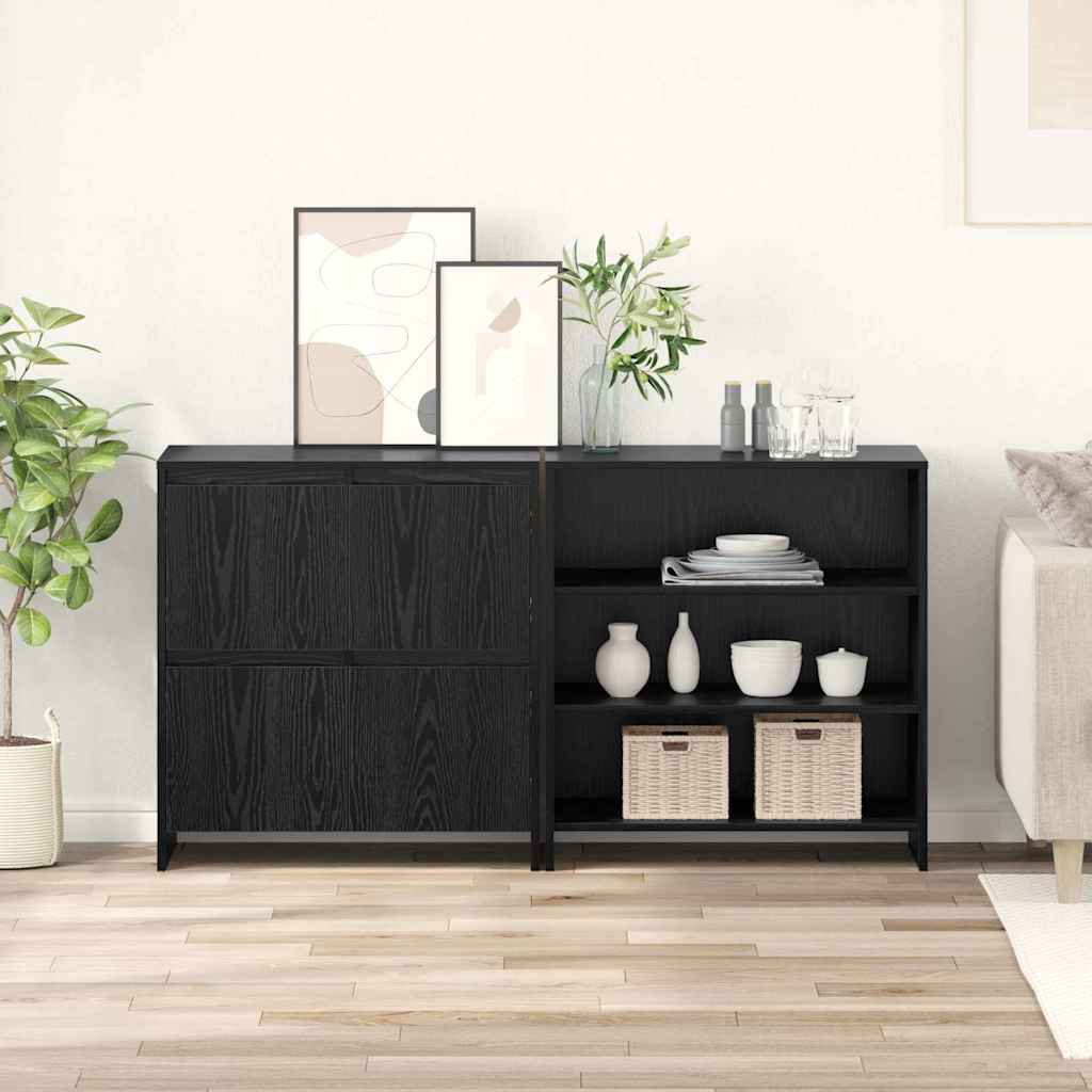 Sideboards 2 pcs Black oak 70 x 41 x 75 cm Engineered wood
