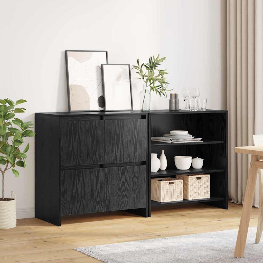 Sideboards 2 pcs Black oak 70 x 41 x 75 cm Engineered wood