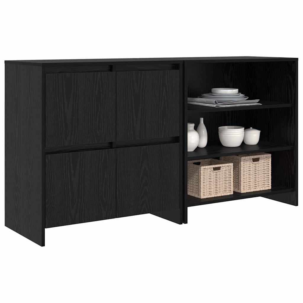 Sideboards 2 pcs Black oak 70 x 41 x 75 cm Engineered wood
