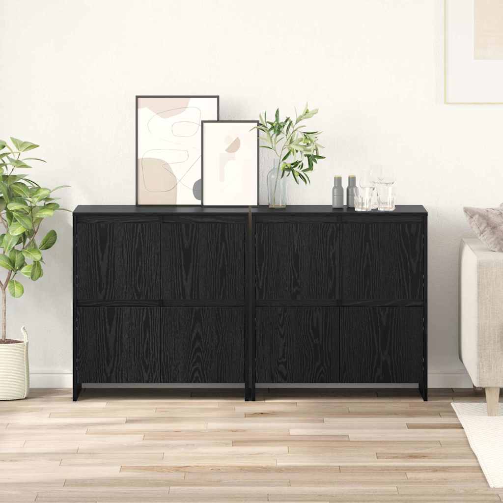 Sideboards 2 pcs Black oak 70 x 41 x 75 cm Engineered wood