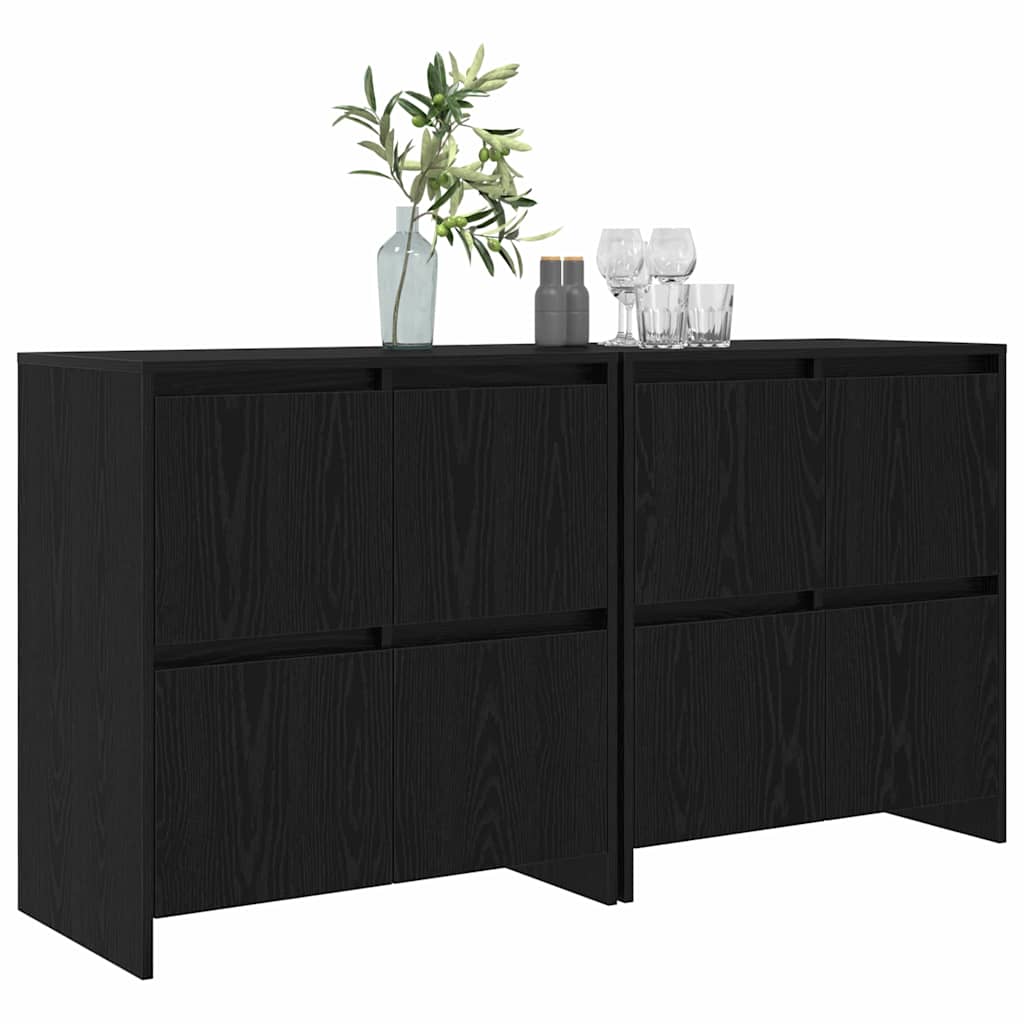 Sideboards 2 pcs Black oak 70 x 41 x 75 cm Engineered wood