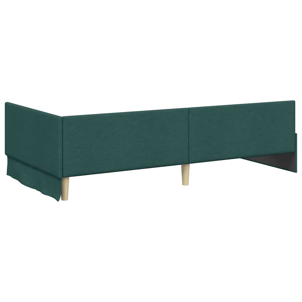 Corner Bed Frame with Headboard Dark green 90 x 190 cm