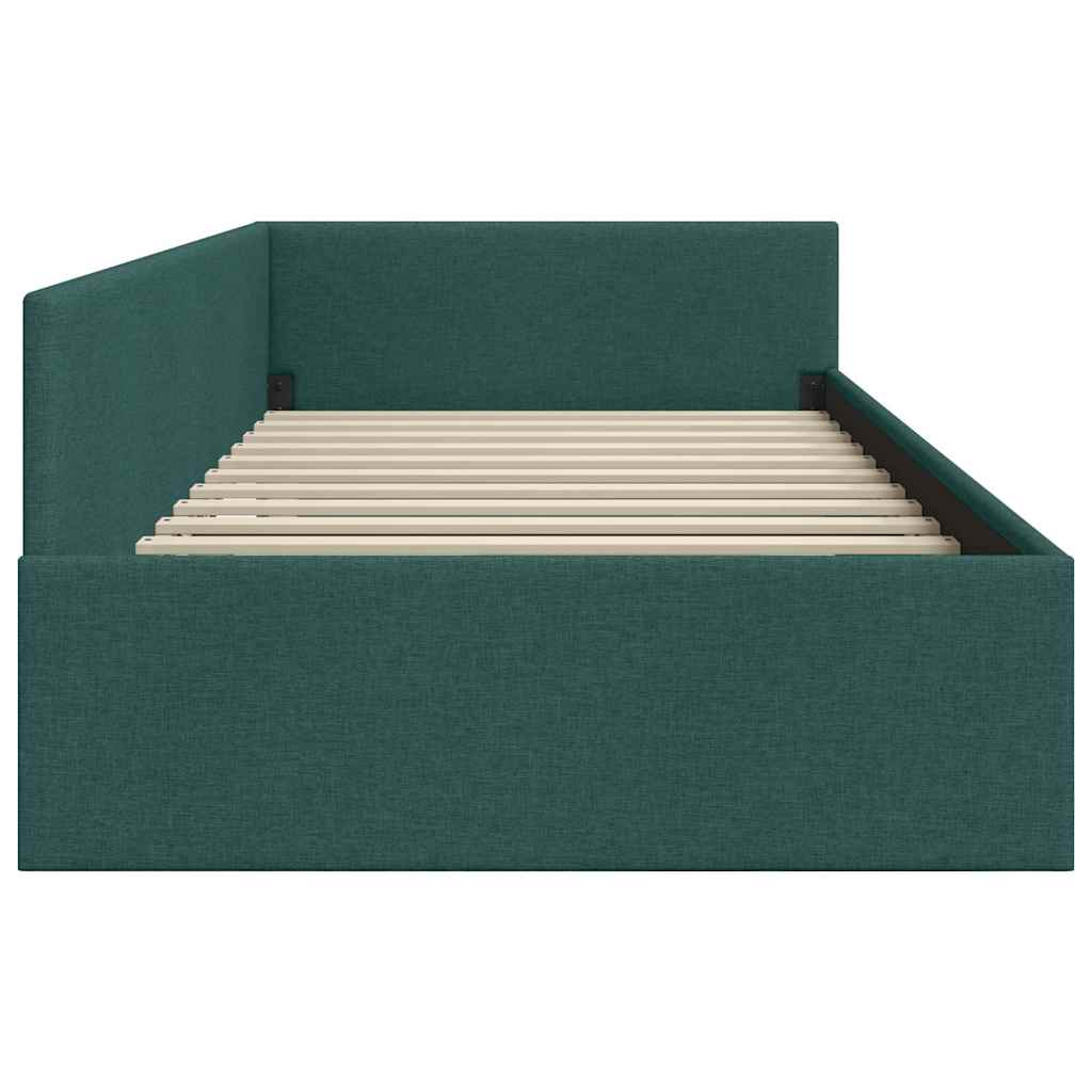 Corner Bed Frame with Headboard Dark green 90 x 190 cm