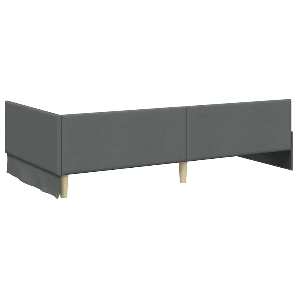 Corner Bed Frame with Headboard Dark grey 90 x 200 cm