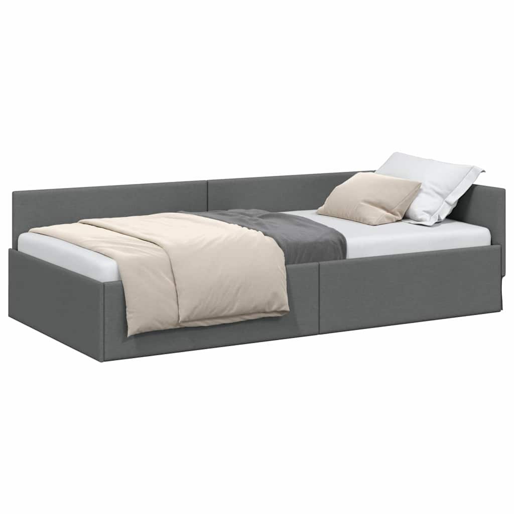 Corner Bed Frame with Headboard Dark grey 90 x 200 cm