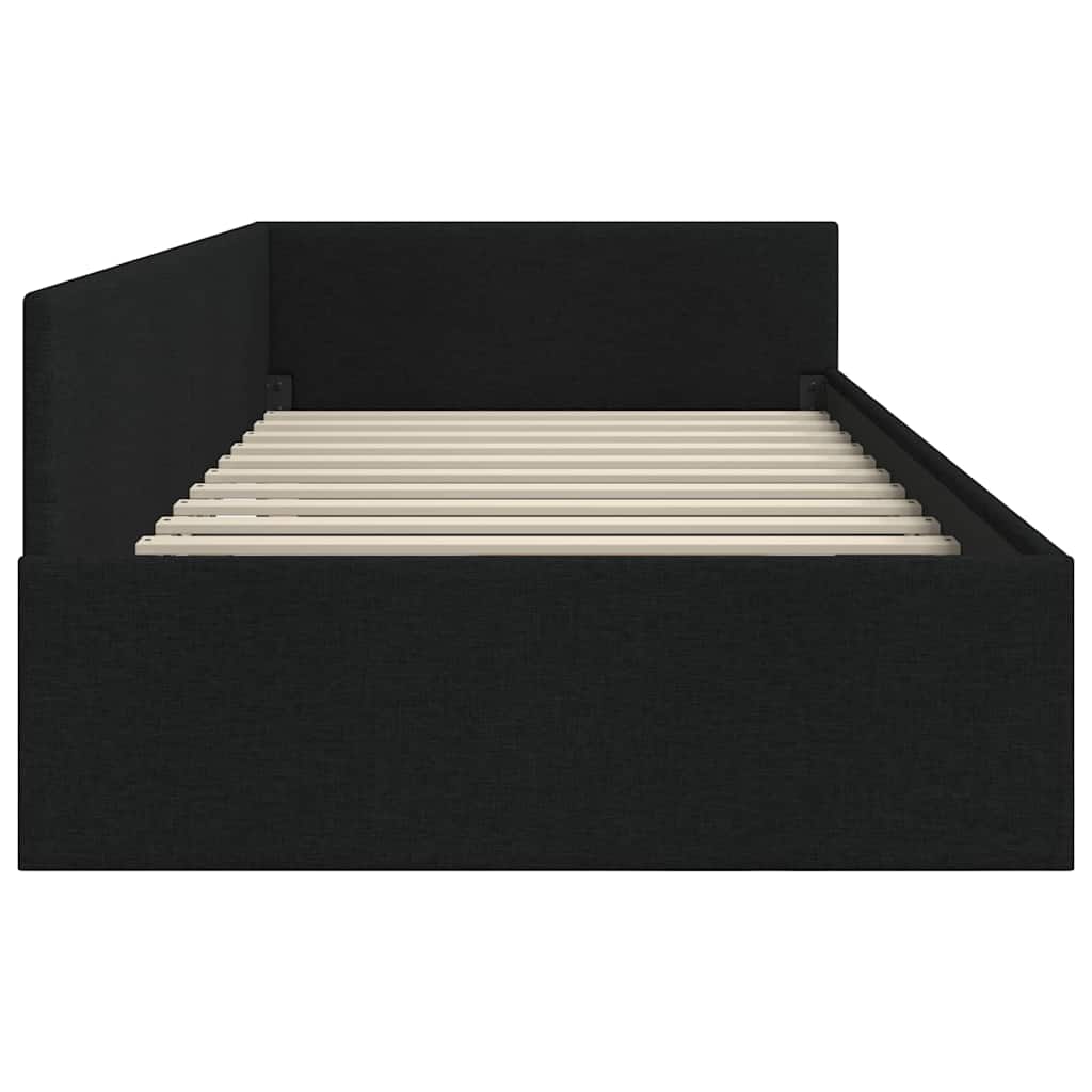 Corner Bed Frame Black 90 x 200 cm Fabric and Engineered wood